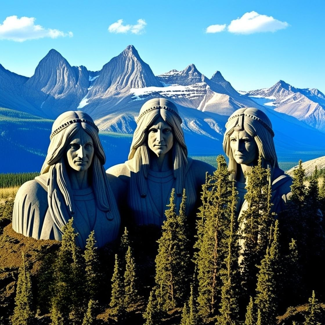 Symbolic image of the three fates or three sisters mountains